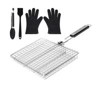 Grilling Basket, Stainless Steel BBQ Rack, Portable Locking Grill Cage