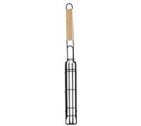 Grilling Baskets for Outdoor Grill Heat-Resistant Wooden Handle Mesh Clip | Sausage Rack BBQ Grill Basket for Sausages Meat Fish Grill Home Outdoor Camping Picnic Campfire Party