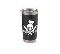 Grilling till the End Tête de mort casquette de chef BBQ Gobelet isotherme en acier inoxydable double paroi