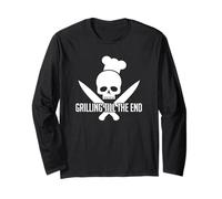 Grilling Till The End Tête de Mort Casquette de Chef BBQ Manche Longue