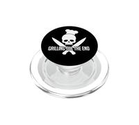 Grilling Till The End Tête de Mort Casquette de Chef BBQ PopSockets PopGrip pour MagSafe