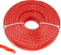Grillix Fil de débroussailleuse 3 mm, fil de rechange pour débroussailleuse, évident rouge, forme à 360 °, spirale plus résistant à l'usure 30 %, 60 mètres, économie de 40 % temps, universel modèles