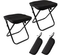 Grillix Lot de 2 petits tabourets pliants pour camping, 110 kg, capacité de charge et 5 secondes pliées, pour pêche, camping, voyage, jardin, noir
