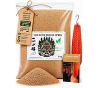 Grill'n Chips® Sciure de Hêtre pour Fumoir 1 Kg - Bois de Fumage à Froid. | 100% Naturels. Idéal pour Poisson, Viande, Fromage. Granulométrie 0,5-1 mm. Conditionnée en France. Guide PDF à Télécharger