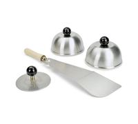 Grillrost.com Das Original Burger Set pour des Burgers Parfaits de la Plaque de feu et de la plancha - 1 Smasher | 1 Grillmachete | 2 Cloches à Burgers