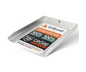 Grillrost.com Das Original Plaque de Cuisson en Acier Inoxydable | Plancha 40x30cm - Taille Universelle | 4mm Massif - Made in Germany