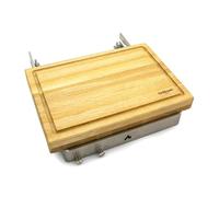 Grillrost.com Das Original Support de Planche pour Toutes Les plaques de Foyer de 3 à 12mm d'épaisseur | Bois de hêtre et Acier Inoxydable - Made in Germany