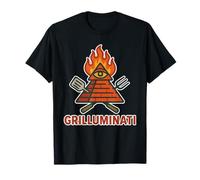 Grilluminati, Funny BBQ Parody Flame Pyramid Humor T-Shirt
