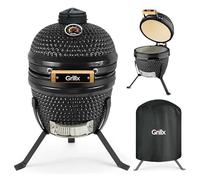 GrillX Kamado 13 Pouces - Couverture Incluse - Barbecue Egg - Barbecue au Charbon de Bois - Noir - Ø 27 cm