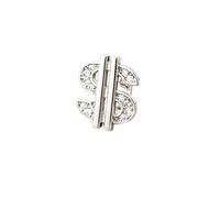 Grillz à motifs de symbole dollar plaqués or 18K, entièrement sertis de zircones cubiques. Style hip-hop street audacieux, bijou mixte.(Silver)