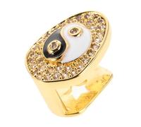Grillz Dent Unique Taiji Bagua, Design Bling en Cuivre, Cristaux | Effet Scintillant, Décorations Cristallines, pour Artistes et Amateurs de Style Hip Hop, Événements Variés