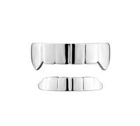Grillz Dentaires en Or Plaqué, pour Hommes et Femmes, Style Vampire IdéAl pour un DéGuisement de Rappeur Hip-Hop(Silver)