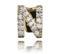 Grillz Dentaires Initiales Alphabet A-Z en CZ Coupe Ronde, Plaqué Or 18K et Argenté pour Dents, Bijoux Hip Hop pour Rappeurs(Gold,S)
