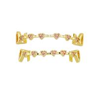 Grillz dents de vampire pour Halloween avec strass en cuivre CZ Bling Grillz pour vos dents pour homme et femme Plaqué or 18 carats Macro pavé de zircone cubique avec barres de moulage supplémentaires