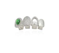 Grillz en oxyde de zirconium plaqué or pour vos dents, accessoire hip-hop, accessoire d'Halloween (argenté), one size, Laiton, Pas de gemme