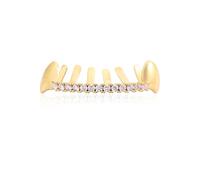 Grillz Lot de 2 embouts de dents pour homme Plaqué or 14 carats Pour femme Costume de rappeur, one size, Laiton, Pas de gemme