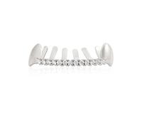 Grillz Lot de 2 embouts de dents pour homme Plaqué or 14 carats Pour femme Costume de rappeur, one size, Laiton, Pas de gemme