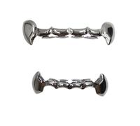 Grillz Plaqué Or 24k Crocs de Vampire Haut et Bas Caps Dents Bouche Hip Hop Hommes & Femmes, Parfait pour Fête Cosplay Cadeau(Black,Upper teeth)