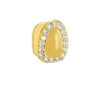 Grillz Simple pour Une Dent Ronde Plaqué Or 18K Serti de Diamants Brillants, Bijou Hip-Hop pour Homme et Femme, Parfait comme Cadeau.(Gold)