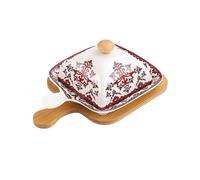 grils Plat de cuisson en céramique avec couvercle et tapis isolant, compatible micro-ondes et four, multicolore(Red)