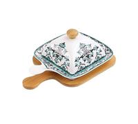 grils Plat de cuisson en céramique avec couvercle et tapis isolant, compatible micro-ondes et four, multicolore(Green)