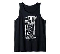 Grim Reaper Angel of Death Drapeau américain Patriotique Grunge Débardeur