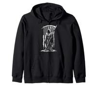 Grim Reaper Angel of Death Drapeau américain Patriotique Grunge Sweat à Capuche