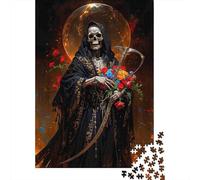 Grim Reaper avec des Roses 1000 Pièces Papier Écologique Puzzle Premium pour Adultes Décompression du Jeu Éducatif Décoration Murale Et Cadeaux Le 38x26cm/1000pcs