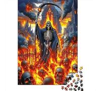 Grim Reaper Casse-tête Hellfire Skulls 1000 Pièces en Papier Recy adeau pour Femmes Et Hommes, Jeu Éducatif Stimulant, Cadeau D’Anniversaire 38x26cm/1000pcs