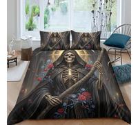 Grim Reaper Cathedral Housse de Couette 3 Pieces, Moonlit Shadow Design