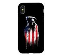 Grim Reaper Death Drapeau américain USA Drip Graffiti Lover Coque pour iPhone X/XS