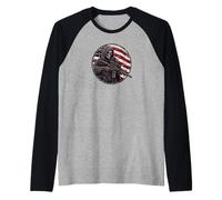 Grim Reaper Death Skeleton Halloween American Flag Manche Raglan