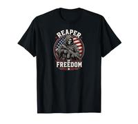 Grim Reaper Death Skeleton Halloween American Flag T-Shirt