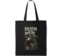 Grim Reaper Enjoying Hot Coffee Moment Sac fourre-tout en coton naturel Noir