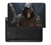 Grim-Reaper Étui de passeport sécurisé en cuir synthétique pour cartes de crédit et passeport pour homme et femme, blanc, taille unique, moderne, blanc, Taille unique, Moderne