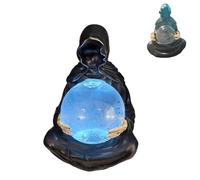 Grim Reaper LED Globe avec des Chauves-Souris Lumineuses,Statue de Faucheuse en Cristal du Dieu de la Mort avec Chauves Souris Volantes,éClairage Claustro LED,pour DéCora(Size:grande boule de cristal)