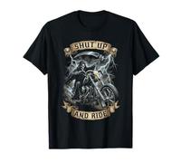 Grim Reaper Moto Biker Squelette Shut Up and Ride T-Shirt