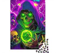 Grim Reaper Néon 1000 Pièces Carton Robuste Jeu De Puzzle pour Adultes Entraînement du Cerveau Décoration Murale Idée Cadeau 38x26cm/1000pcs