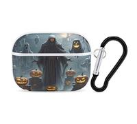 Grim Reaper - Organiseur pour écouteurs Airpods Pro résistant aux chocs avec mousqueton et clip anti-chute pour Airpods Pro 2ème génération, blanc