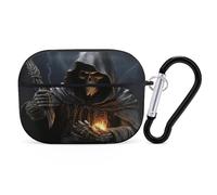 Grim Reaper - Organiseur pour écouteurs Airpods Pro résistant aux chocs avec mousqueton et clip anti-chute pour Airpods Pro 2ème génération, noir