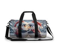 Grim Reaper Petit sac de sport de voyage avec compartiment pour homme et femme, Embrasser les pingouins, 17.7in/9in/9in