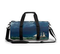 Grim Reaper Petit sac de sport de voyage avec compartiment pour homme et femme, Voilier vintage Stormy Waves, 17.7in/9in/9in