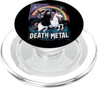 Grim Reaper Rides Unicorn Under Rainbow Death Rocker en métal PopSockets PopGrip pour MagSafe