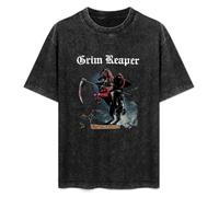 Grim Reaper See You in Hell Heavy Metal Band Mens Unisex T-Shirt Graphic Print Top Black Tee XL
