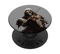 Grim Reaper Squelette Gothique Jouant Violon Musique Halloween PopSockets PopGrip Adhésif