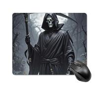 Grim Reaper Tapis de souris carré portable avec base en caoutchouc antidérapant 18 x 22 cm Tapis de souris ultra fin pour ordinateur portable Accessoires de bureau