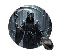 Grim Reaper Tapis de souris rond à glissement lisse Tapis de souris de jeu extra densité portable confortable pour bureau, maison, bureau, 20 x 20 cm
