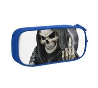 Grim-Reaper Trousse à crayons avec fermeture éclair Bleu Grande capacité pour l'école, le bureau et les voyages, bleu, Taille unique, Organiseur de sac