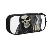 Grim-Reaper Trousse à crayons avec fermeture éclair Bleu Grande capacité pour l'école, le bureau et les voyages, Noir , Taille unique, Organiseur de sac