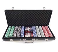 Grimaud - Malette de Poker Premium 500 jetons 11,5g marqués - 2 jeux de 54 cartes - jetons Dealer - Livret de règle - Mallette en aluminium, Noir